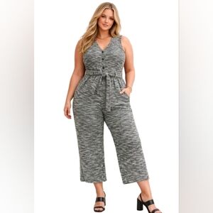 Nine West Tailored Jumpsuit Cropped Wide Leg V-Neck XXL